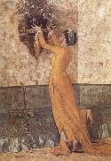 Osman Hamdy Bey Jeune fille disposant des fleurs dans un vase (mk32) oil painting reproduction